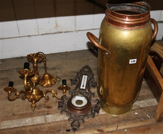Barometer Trenchart stand & 3 branch electrolier
